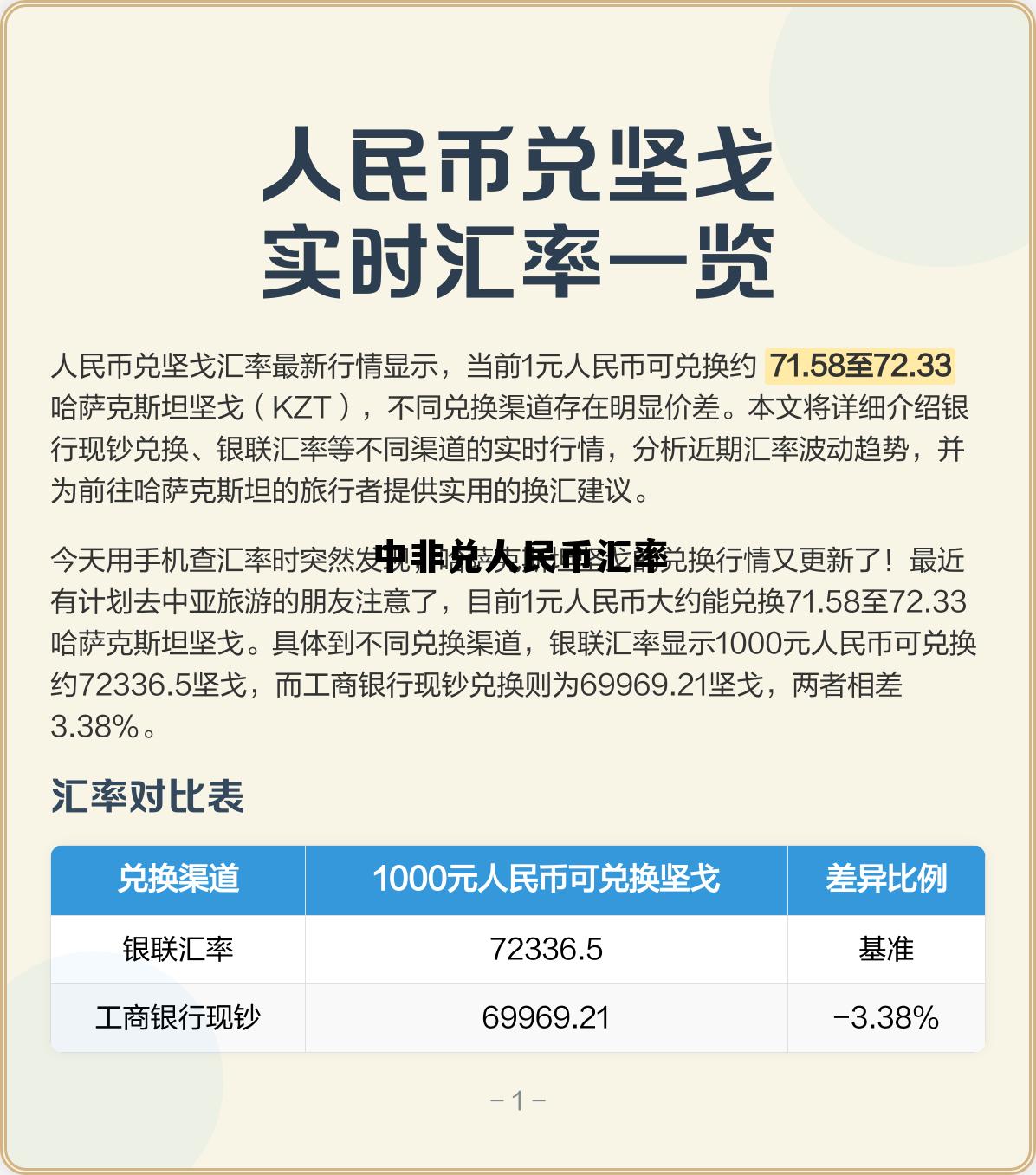 南非币对人民币汇率，中非兑人民币汇率